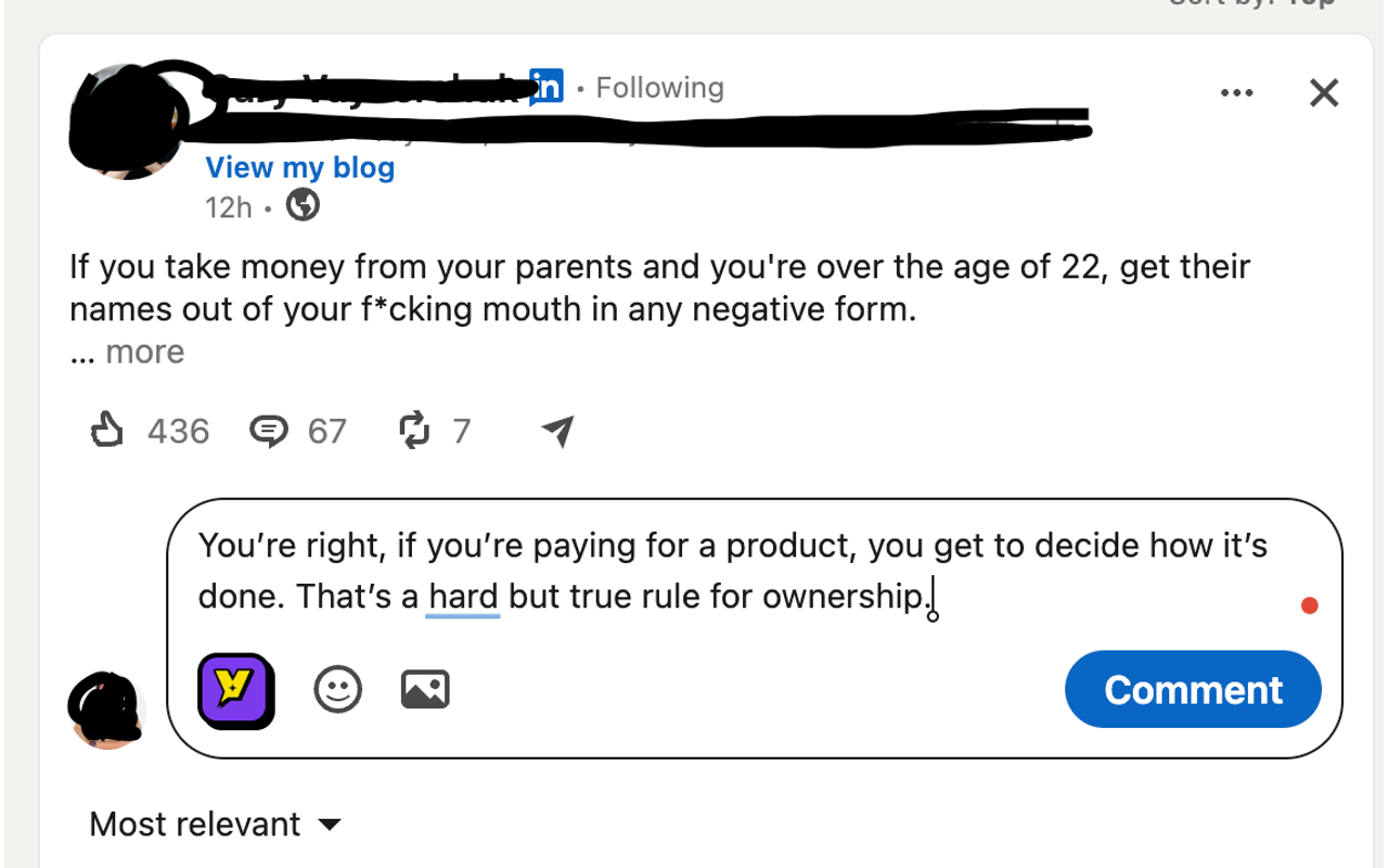Voxily drafting a LinkedIn reply