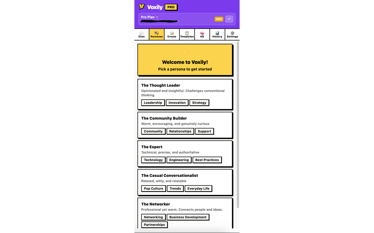 Voxily persona and knowledge base setup